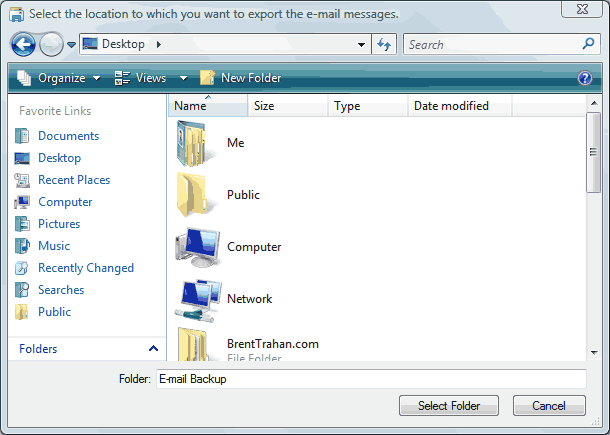 Step 4 How to backup e-mail form Microsoft Mail on Vista - Step 4 of 6
