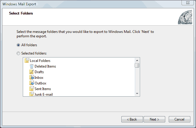 Step 5 How to backup e-mail form Microsoft Mail on Vista - Step 5 of 6