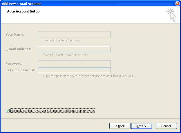 Step 4 Set up an e-mail account on Microsoft Outlook 2007 - Step 4 of 9