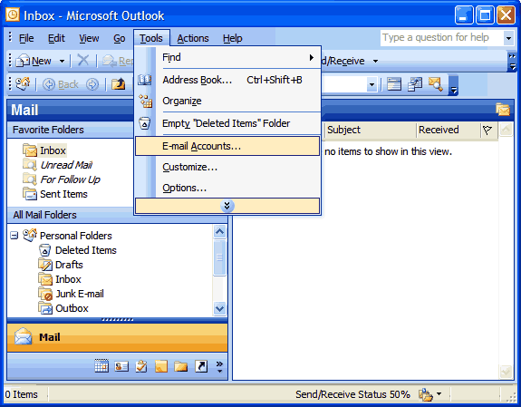 Step 1 Set up an e-mail account on Microsoft Outlook 2002/3 - Step 1 of 7