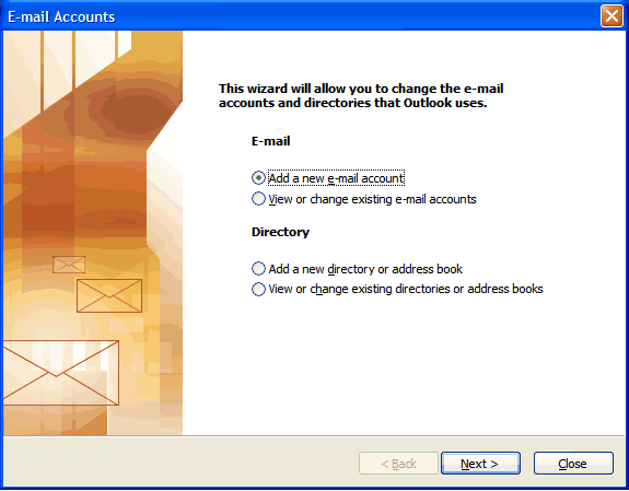 Step 2 Set up an e-mail account on Microsoft Outlook 2002/3 - Step 2 of 7