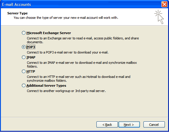Step 3 Set up an e-mail account on Microsoft Outlook 2002/3 - Step 3 of 7