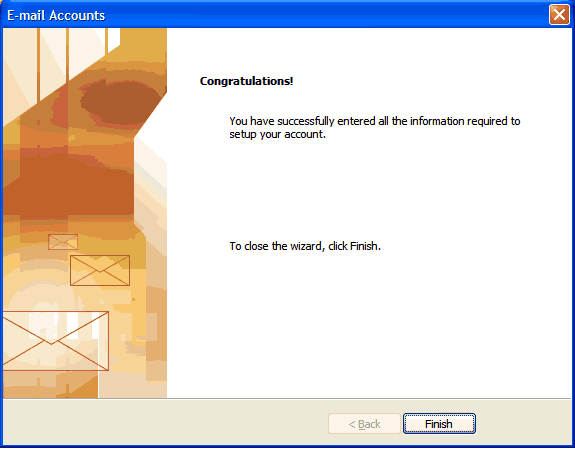 Step 7 Set up an e-mail account on Microsoft Outlook 2002/3 - Step 7 of 7