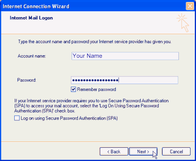 Step 7 Set up an e-mail account on Microsoft Outlook Express - Step 7 of 10