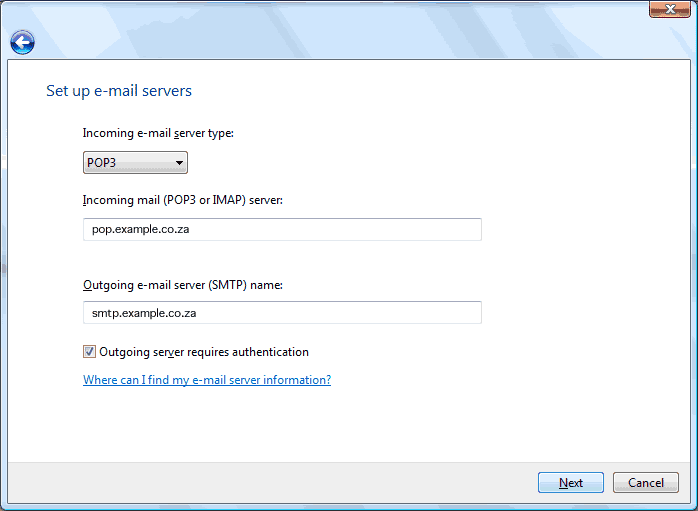 Step 6 Set up an e-mail account on Windows Mail - Step 6 of 10
